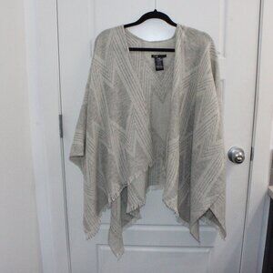 Maje Wool Blend Cape Shawl‎ One Size Gray And Beige